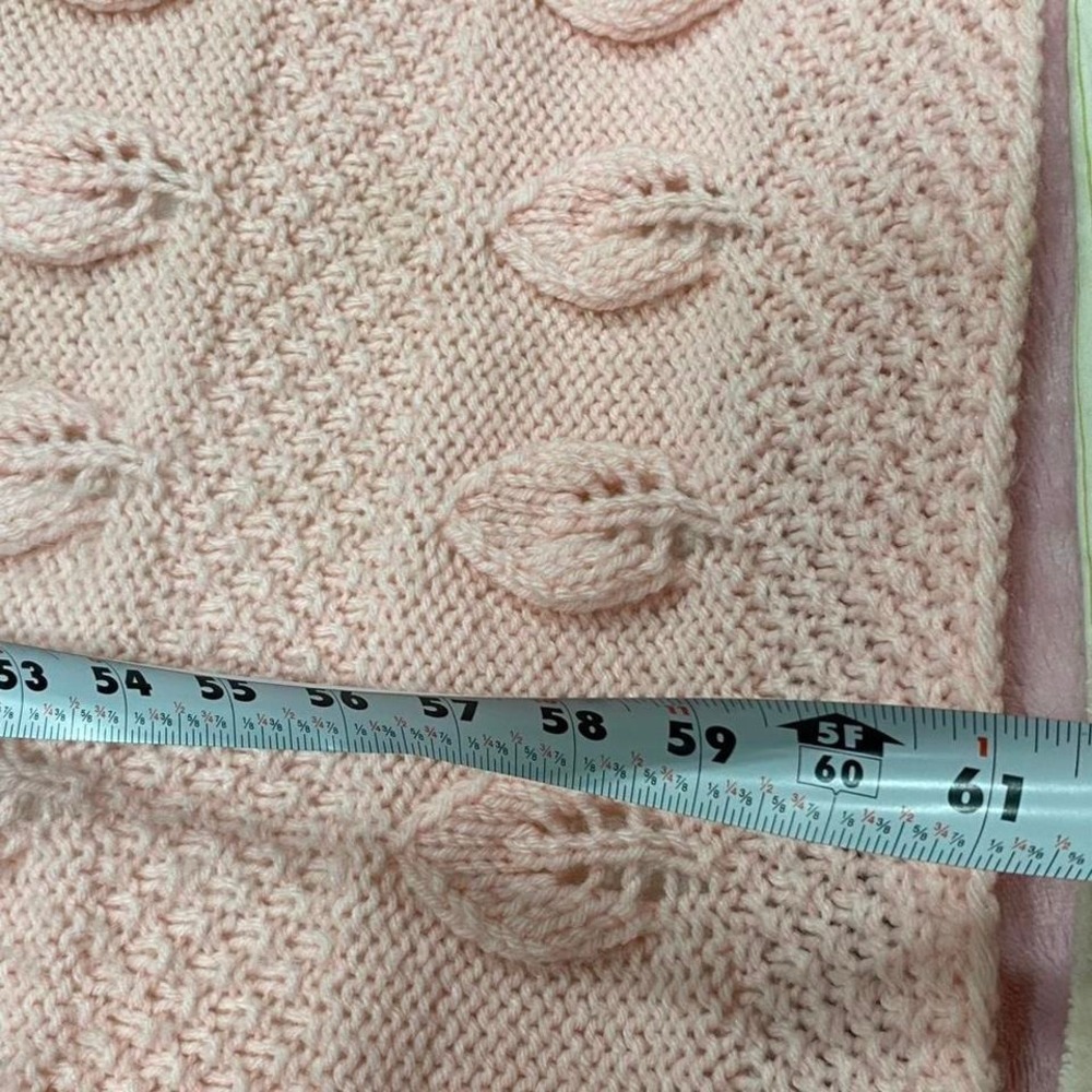 Pink hand made blanket Size L66" X W62". SKU-A104 #knitwear - Picture 5 of 8